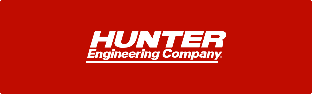 hunter engineering company brand logo usage on red backgrounds