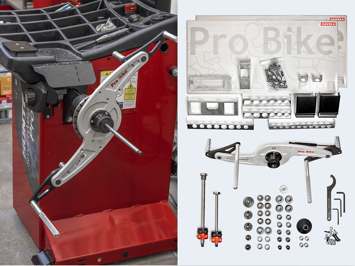 hunter probike kit for motorcycle wheels on smartweight pro wheel balanacer