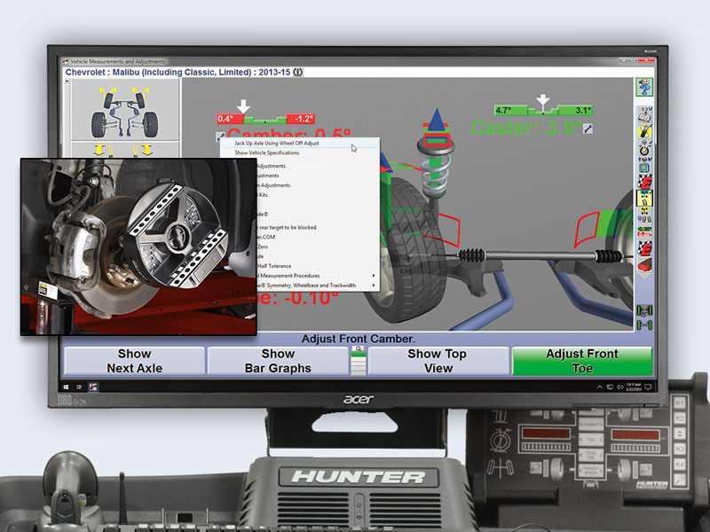 monitor showing winalign wheel off adjustment feature