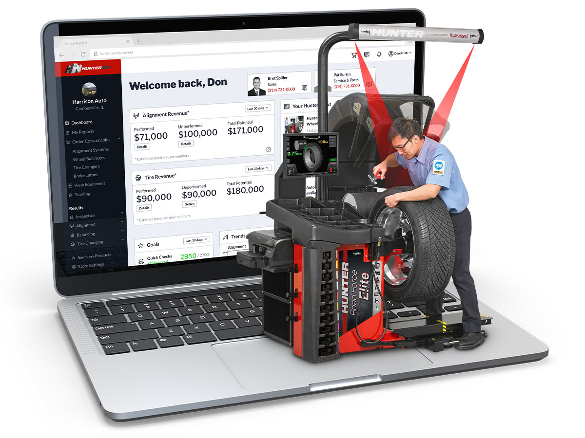 hunter road force elite wheel balancer using hunternet