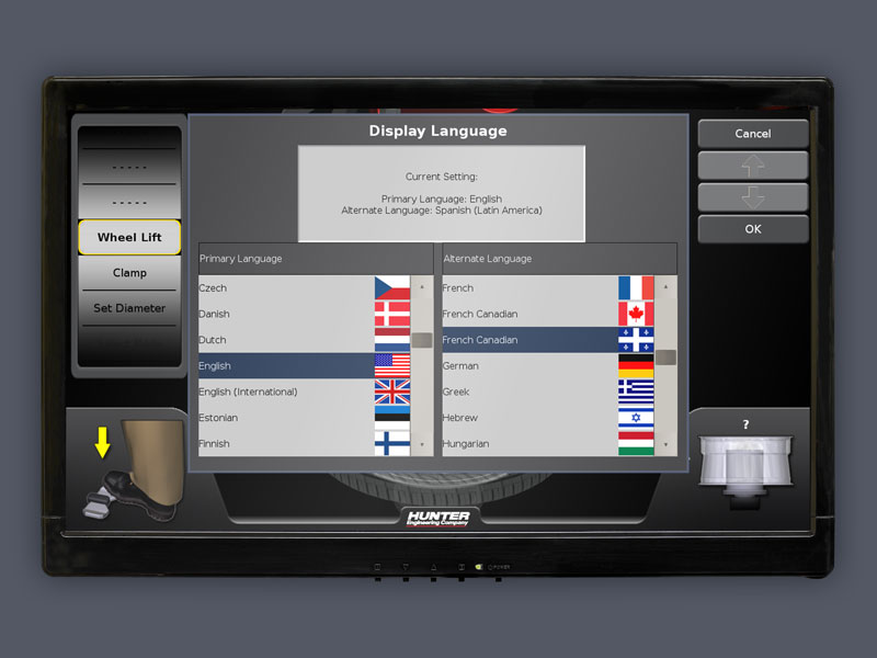 hunter revolution tire changer language feature
